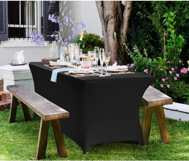 Universele elastische tafelkleed voor catering 180 cm zwart MultiGarden