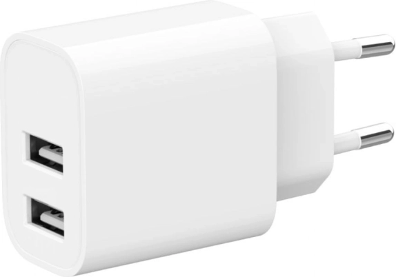 Dubbele USB-oplader 2,4 A wit