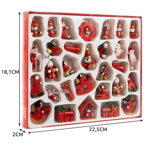 Houten versieringen / kerstboomdecoraties 30 stuks