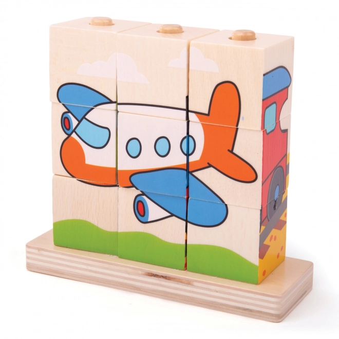 Houten puzzel Bigjigs Baby Vervoersmiddelen