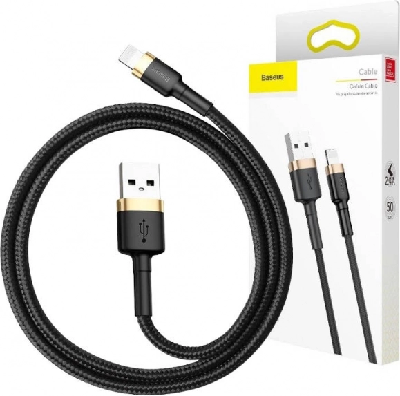 Baseus Cafule oplaad- en gegevenskabel USB–Lightning 3 m 2.4A zwart‑goud