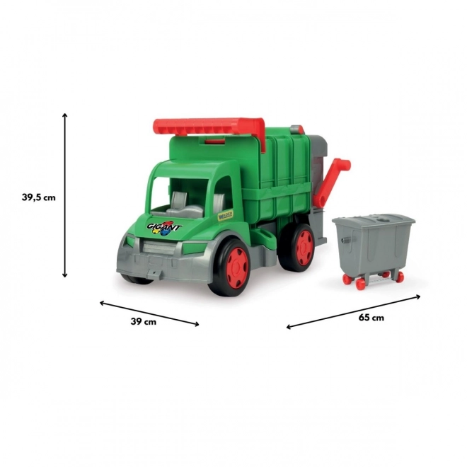 Wader functionele vuilniswagen 65 cm groen set met container van plastic
