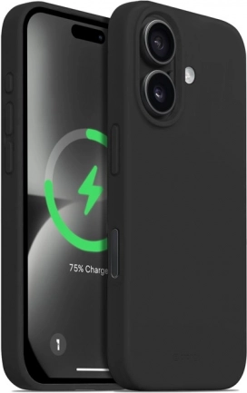 Siliconen magnetisch hoesje voor iPhone 16 met MagSafe – zwart