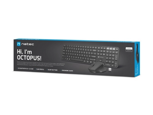 Draadloze set toetsenbord en muis Natec Octopus 2 Bluetooth + 2.4GHz
