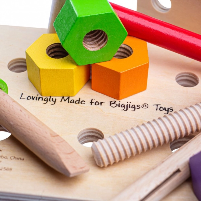 Houten werkbank en gereedschapskist 2-in-1 Bigjigs Toys