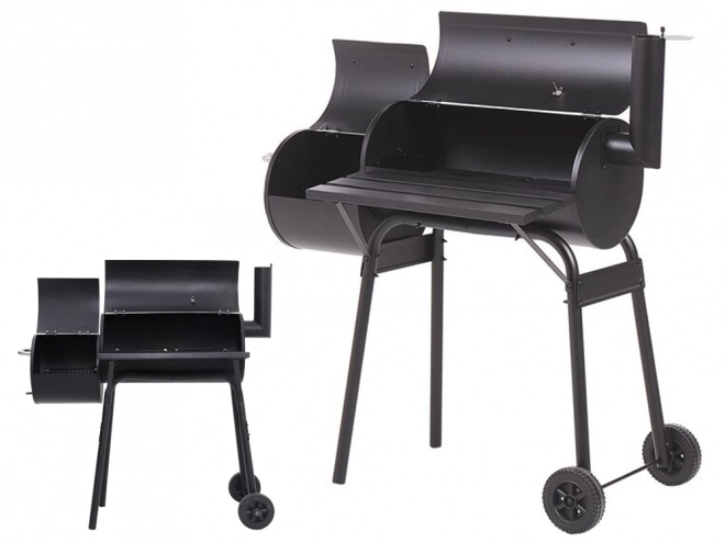 Tuinbarbecue op houtskool met rookoven en wielen