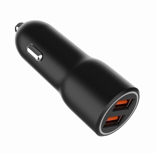 Autolader 2xUSB-A QC3.0 36W zwart