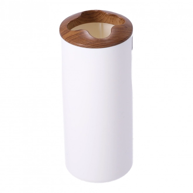 Set van 5 badkameraccessoires BERRETTI, wit + hout