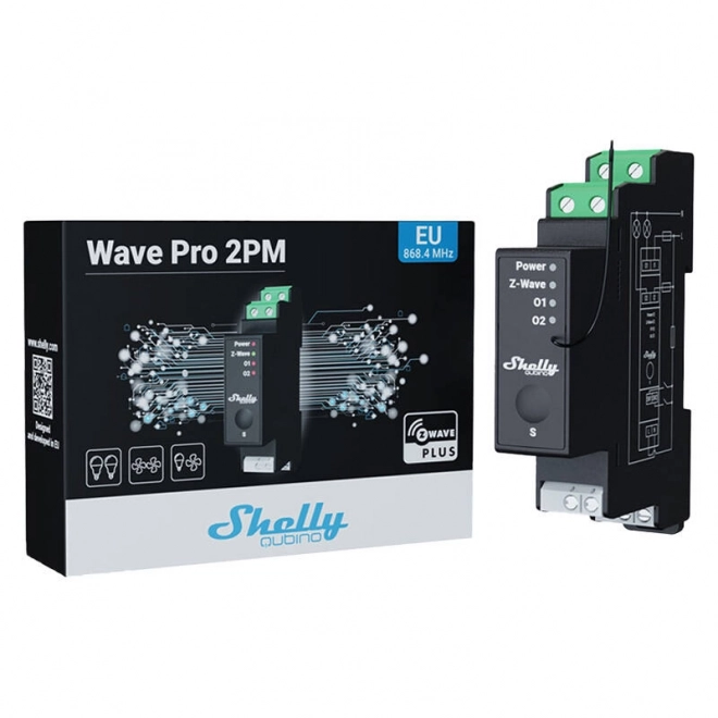 Shelly Qubino Pro 2PM tweekanaalsrelais met energiemeting
