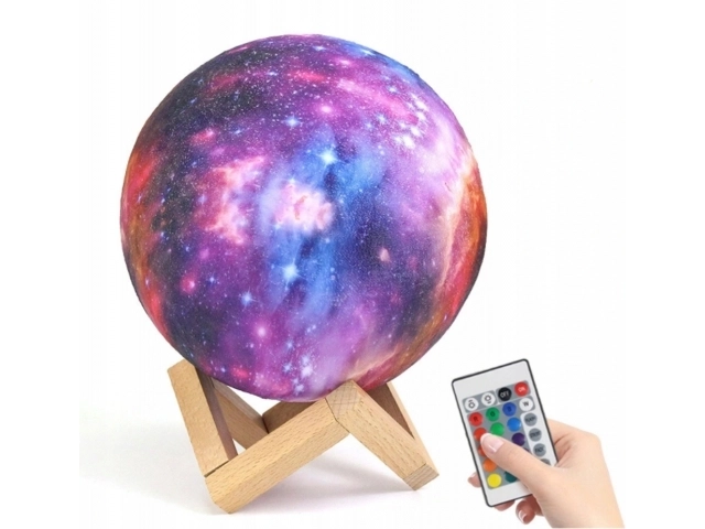 Nachtlamp GALAXY 3D met gekleurd RGB-verlichting + afstandsbediening