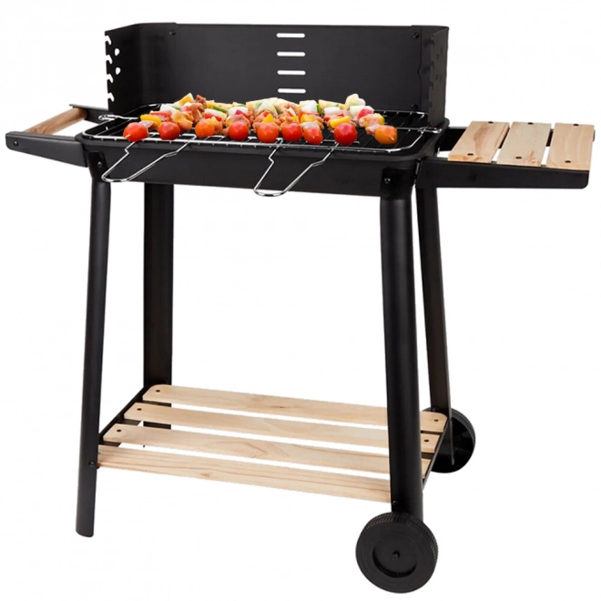 Tuin draagbare houtskoolgrill met verstelbaar rooster en planken