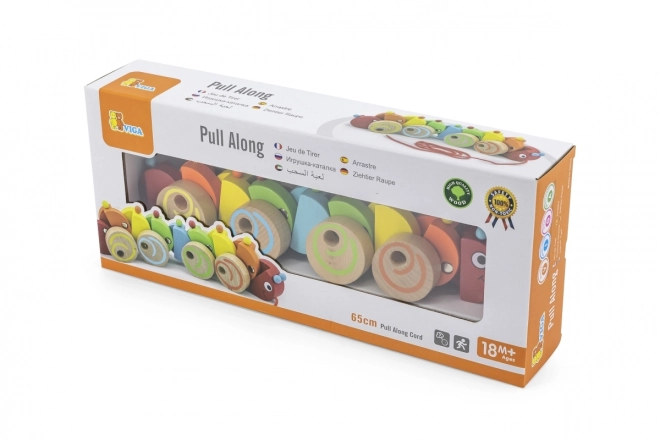 Houten trekfiguur rups
