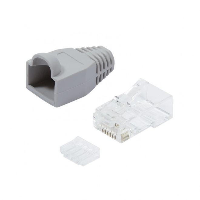 RJ45 CAT.6 connectoren met bescherming, grijs, verpakking 100 stuks