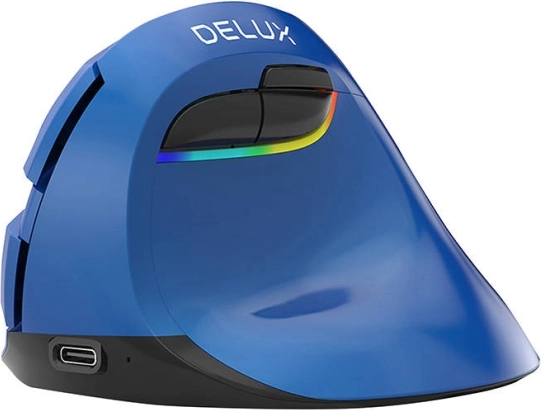 Draadloze verticale muis Delux M618 Mini met RGB, BT en 2,4 GHz (blauw)