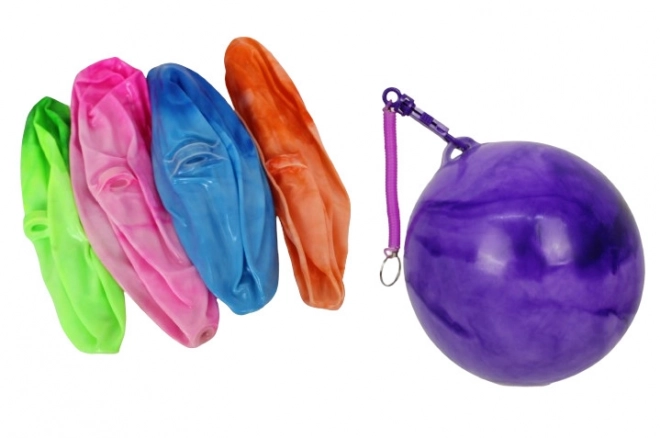 Rubberen bal met veer 20 cm - mix van kleuren