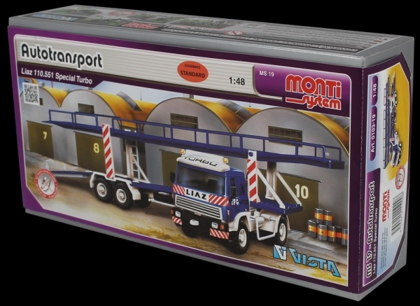 Bouwpakket Monti System MS 19 Autotransport Liaz 1:48 in doos 31,5x16,5x7,5cm
