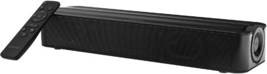 Draadloze soundbar Creative Stage SE onder de monitor