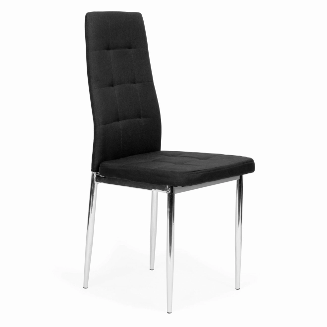 Set van 4 zwarte stoelen voor de woonkamer en eetkamer met verchroomde poten