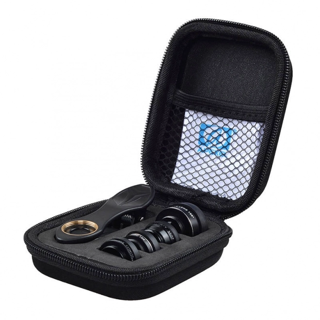 Set mobiele lenzen Apexel 5 in 1 universeel zwart