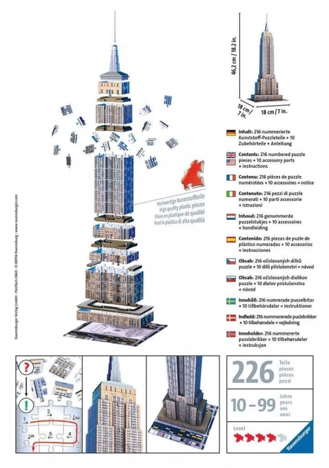 3D-puzzel Empire State Building New York van Ravensburger 216 stukken