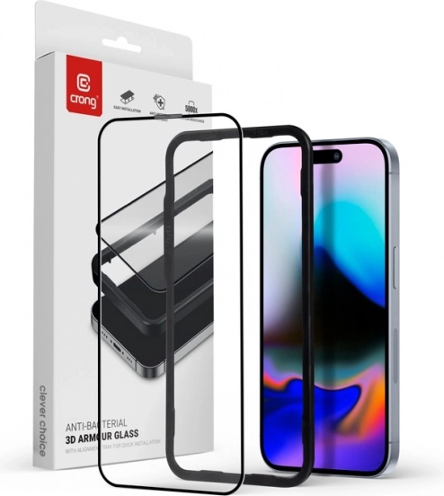 Crong antibacterieel 3D Armour Glass beschermglas voor iPhone 16 Pro Max – iPhone 16 Pro