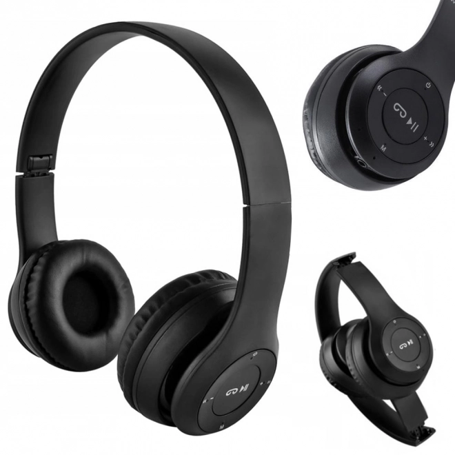 Draadloze hoofdtelefoon p47 bluetooth microfoon mp3 – Zwart