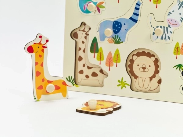 Houten insteekspel - dierentuin