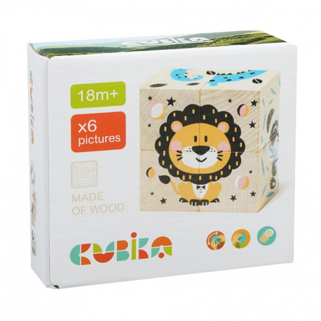 CUBIKA 15429 Vrolijke Dierenvriendjes - 4 stapelblokken met plaatjes
