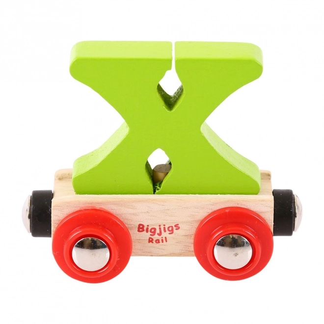 Houten wagon met letter X - Bigjigs Rail