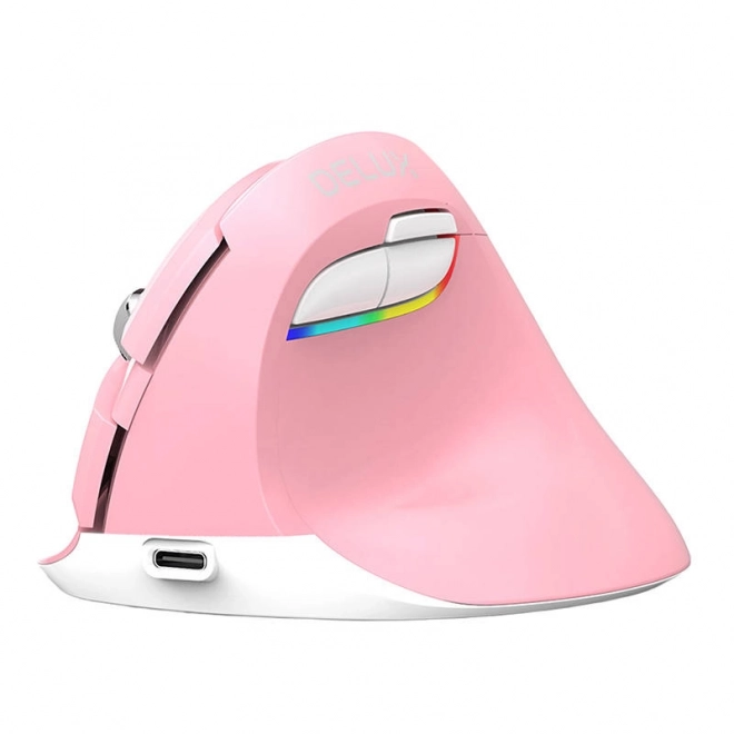 Draadloze verticale muis Delux M618 Mini roze