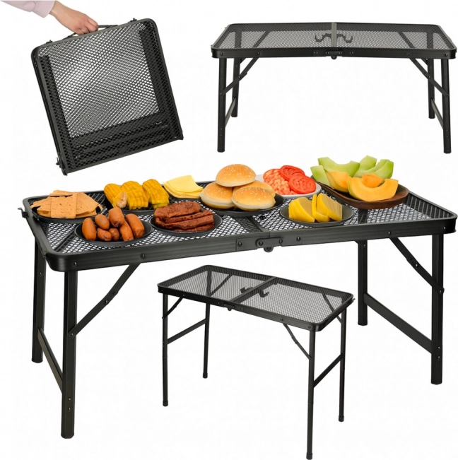 Opvouwbare Kampeertafel met Mesh Blad