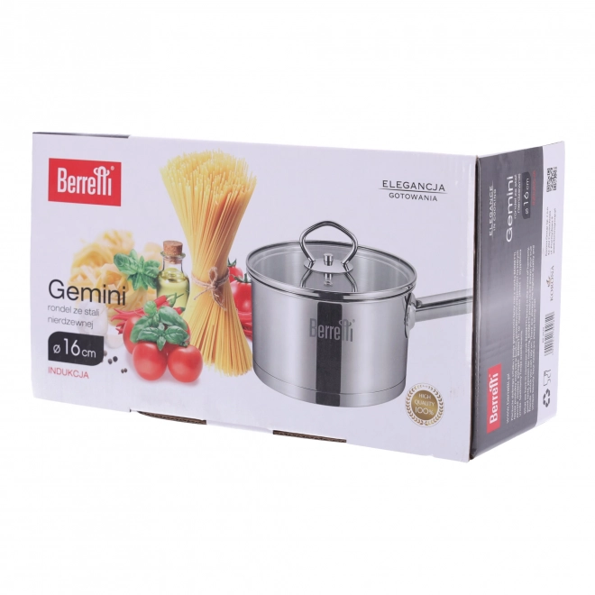 Roestvrijstalen steelpan met deksel Gemini Berretti, 16 cm