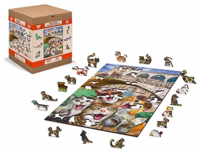 Houten puzzel kittens in Venetië 300 stukjes