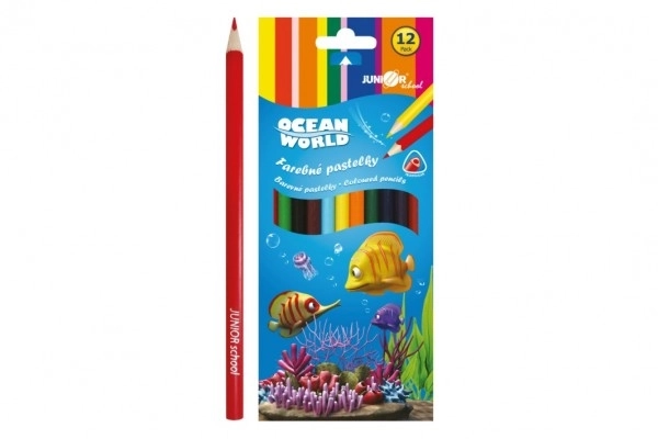 Gekleurde potloden hout Ocean World driehoekig 12 stuks in doos 9x20,5x1cm 12 stuks in doos