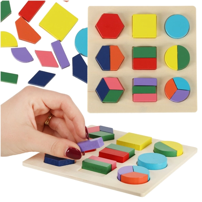 Houten educatieve puzzel van geometrische vormen