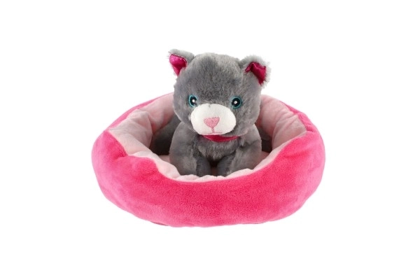 Diertje hondje in mandje pluche 4 kleuren 22x24cm 24m+