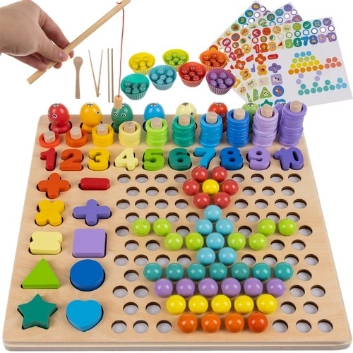 Houten mozaïek puzzel met balletjes