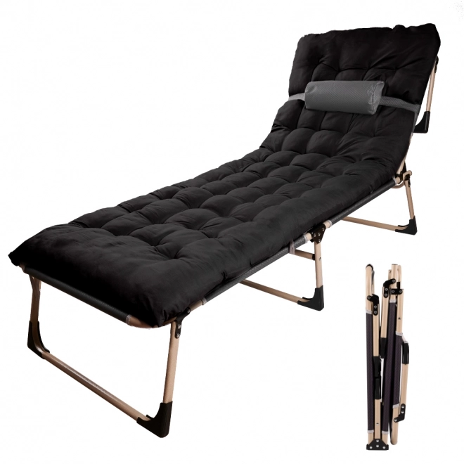 Opvouwbaar campingbed 193 cm zwart