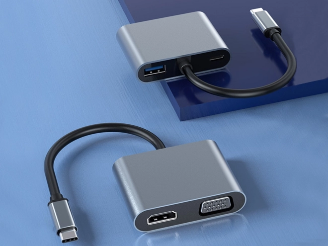 Adapter USB-C HDMI 4K VGA Hub met Power Delivery