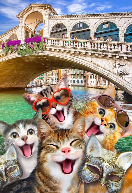 Houten puzzel kittens in Venetië 300 stukjes