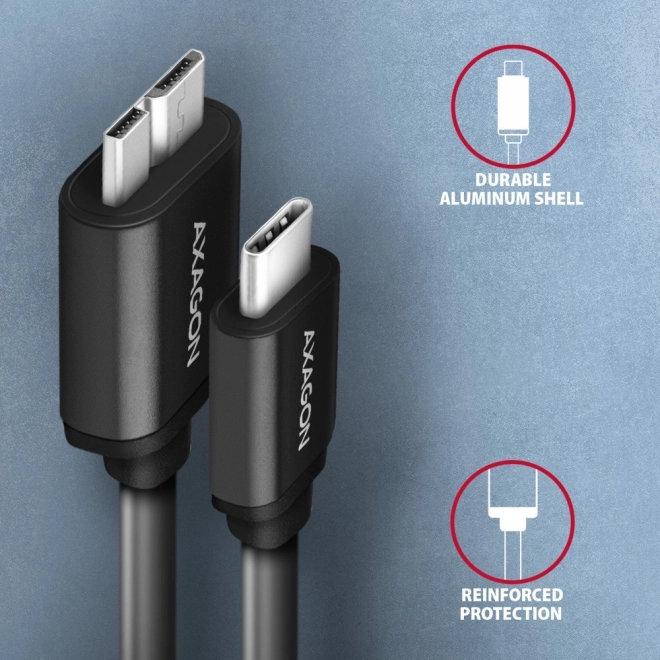 Kabel Micro-B USB naar USB-C 3.2 Gen 1 1m 3A ALU PVC