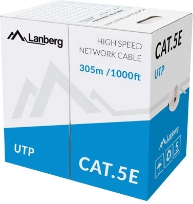 netwerkkabel UTP Cat.5e CU 305 m, grijs, massieve kern
