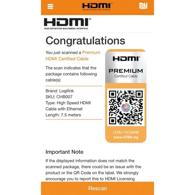HDMI-kabel Ultra HD 7.5m Premium