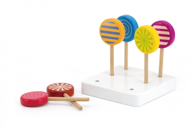 Houten gekleurde lolly's Viga - set van 6 stuks
