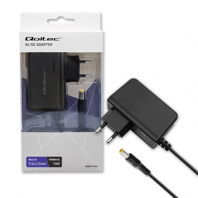 Insteekadapter Qoltec 19W 9V 2.1A 5.5x2.5