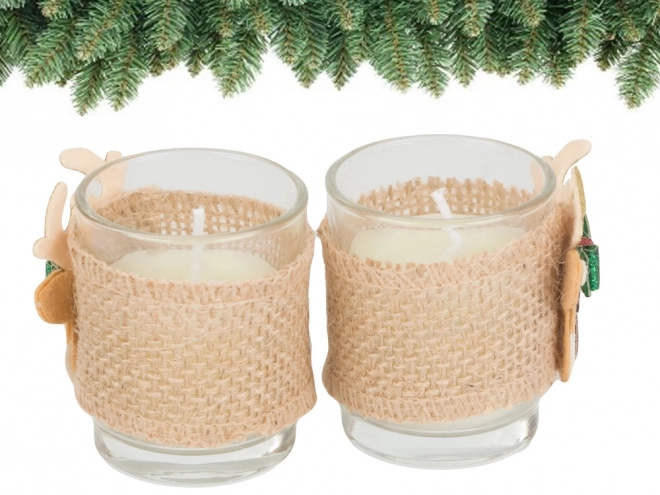Geurkaarsen in glas met rendiermotief, set van 2 stuks