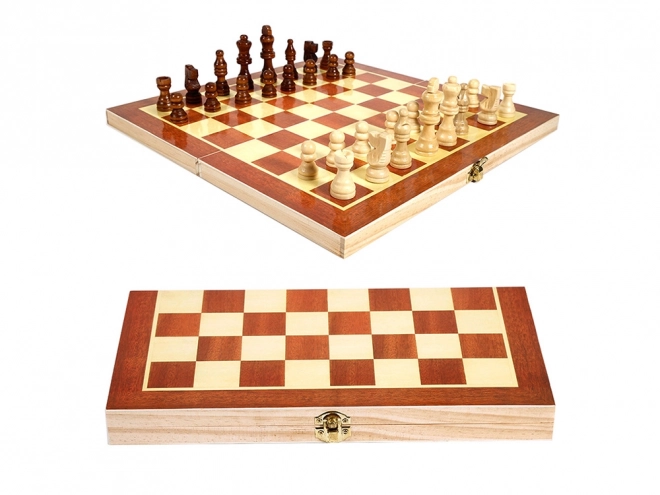 Houten spelformule 3-in-1: Schaken, Dammen en Backgammon