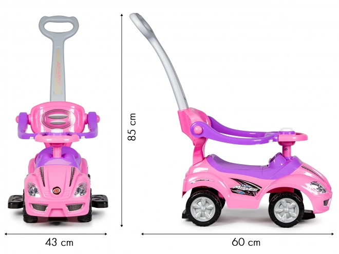 Kinderloopfiets 3v1 met claxon - roze