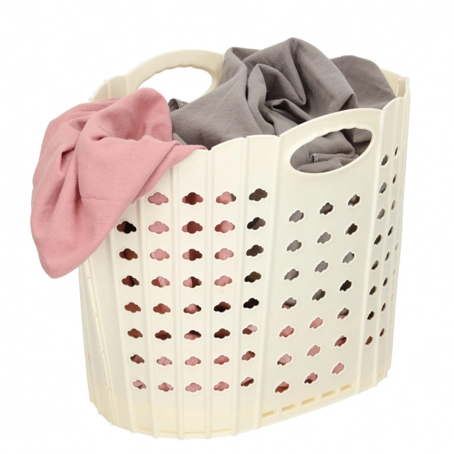 Opvouwbare crèmekleurige wasmand