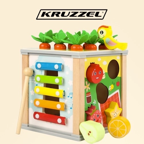 Houten educatieve kubus 5-in-1 voor kinderen